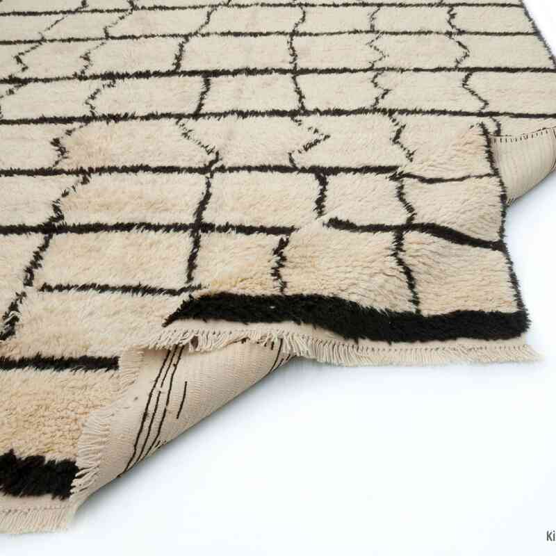 Beige, Marrón Alfombra "Tulu" de estilo marroquí anudada a mano - 202 cm x 306 cm - K0036302