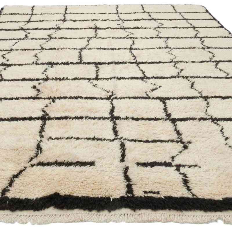 Beige, Marrón Alfombra "Tulu" de estilo marroquí anudada a mano - 202 cm x 306 cm - K0036302