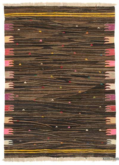 Marrón Nueva Alfombra Turca Kilim - 130 cm x 177 cm