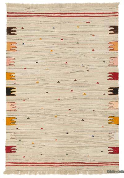 Beige New Handwoven Turkish Kilim Rug - 4'  x 5' 10" (48" x 70")