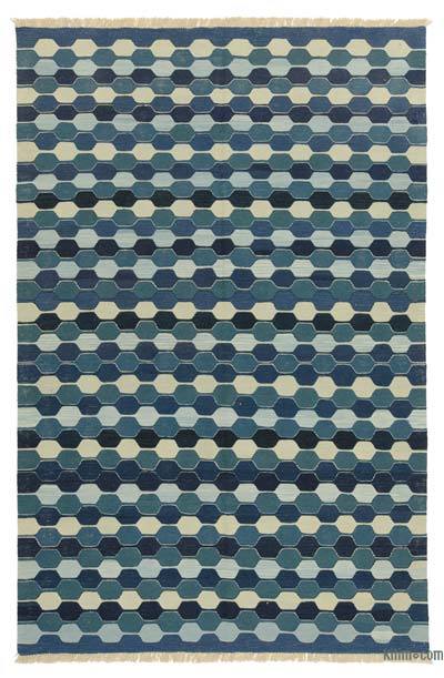 Azul Oscuro Nueva Alfombra Turca Kilim