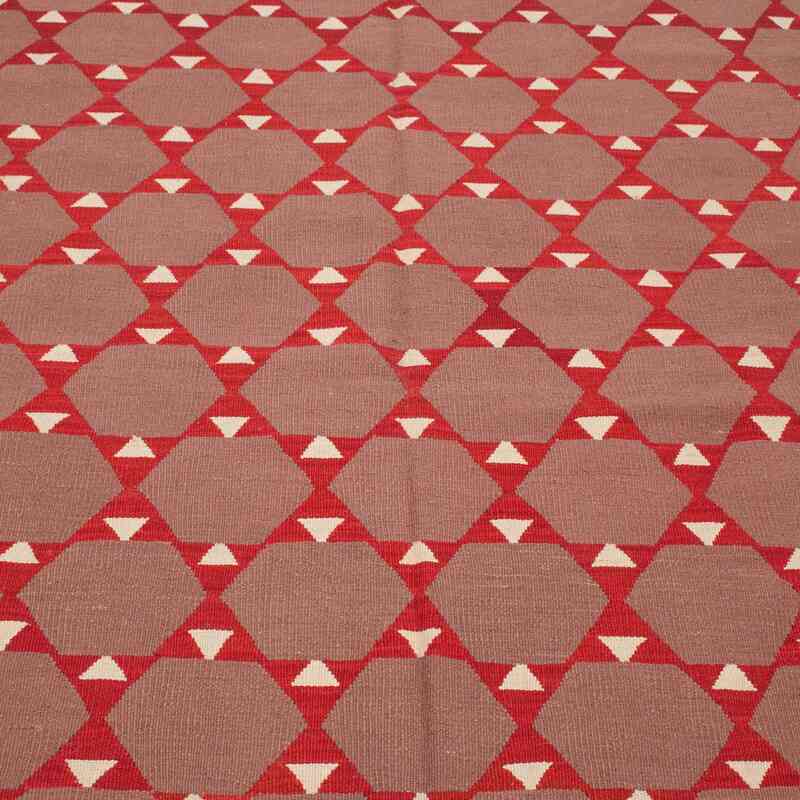 Purple, Red New Handwoven Turkish Kilim Rug - 4' 9" x 7' 3" (57" x 87") - K0036526