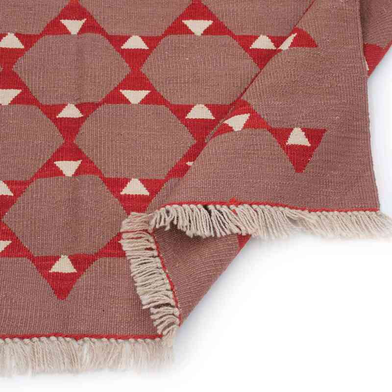 Purple, Red New Handwoven Turkish Kilim Rug - 4' 9" x 7' 3" (57" x 87") - K0036526