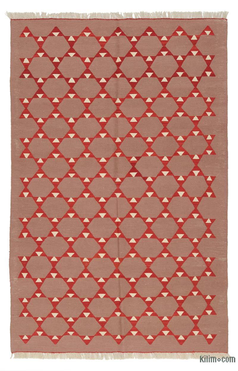 Purple, Red New Handwoven Turkish Kilim Rug - 4' 9" x 7' 3" (57" x 87") - K0036526