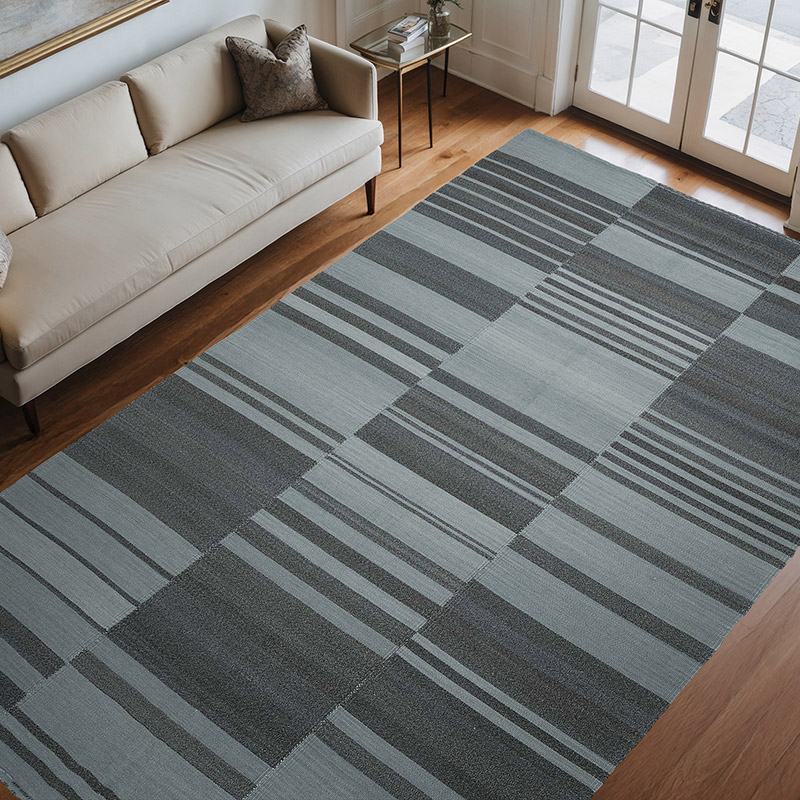 Gray Neo Caspian Kilim Rug - 7'  x 10' 10" (84" x 130") - K0037001
