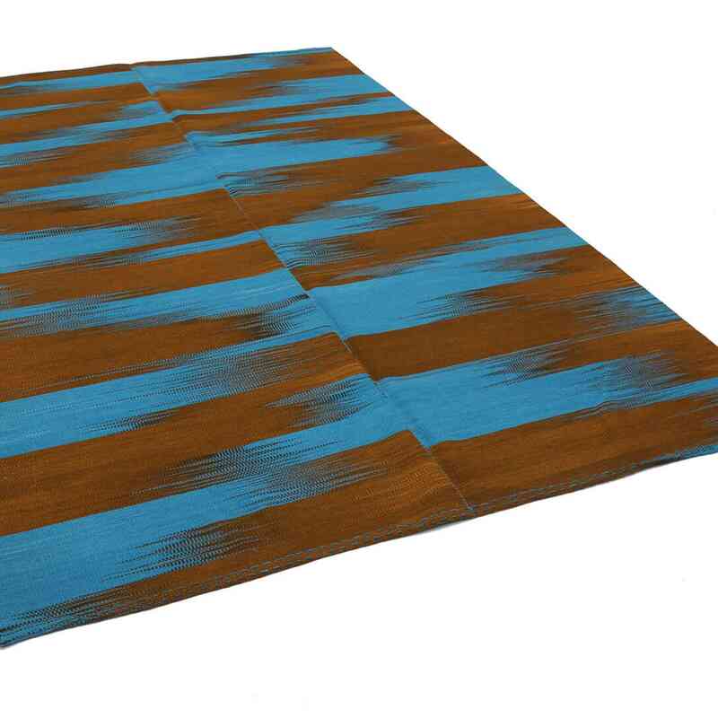 Blue, Brown Neo Caspian Kilim Rug - 6' 8" x 9' 6" (80" x 114") - K0037003