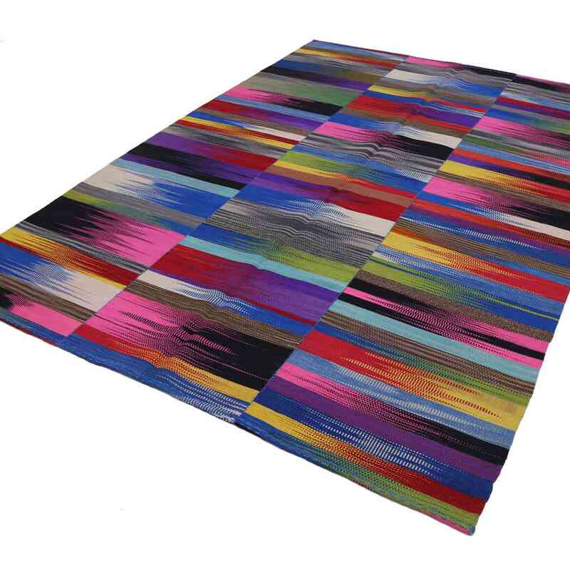 Multicolor Neo Caspian Kilim Rug - 6' 9" x 9' 7" (81" x 115") - K0037004