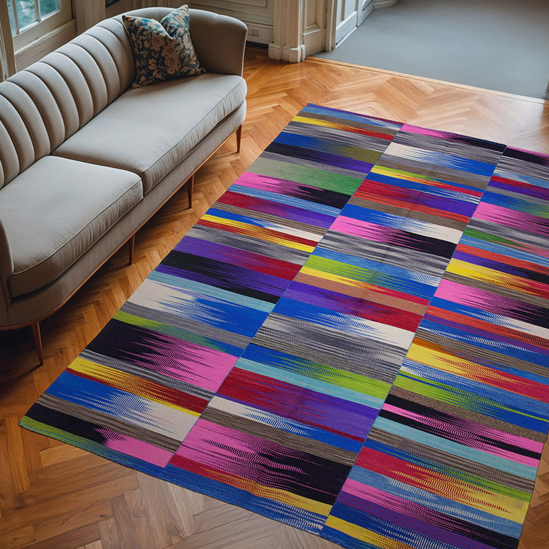 Multicolor Neo Caspian Kilim Rug - 6' 9" x 9' 7" (81" x 115") - K0037004
