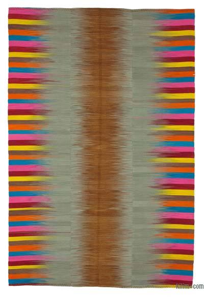 Multicolor Neo Caspian Kilim Rug - 6' 11" x 10' 4" (83" x 124")