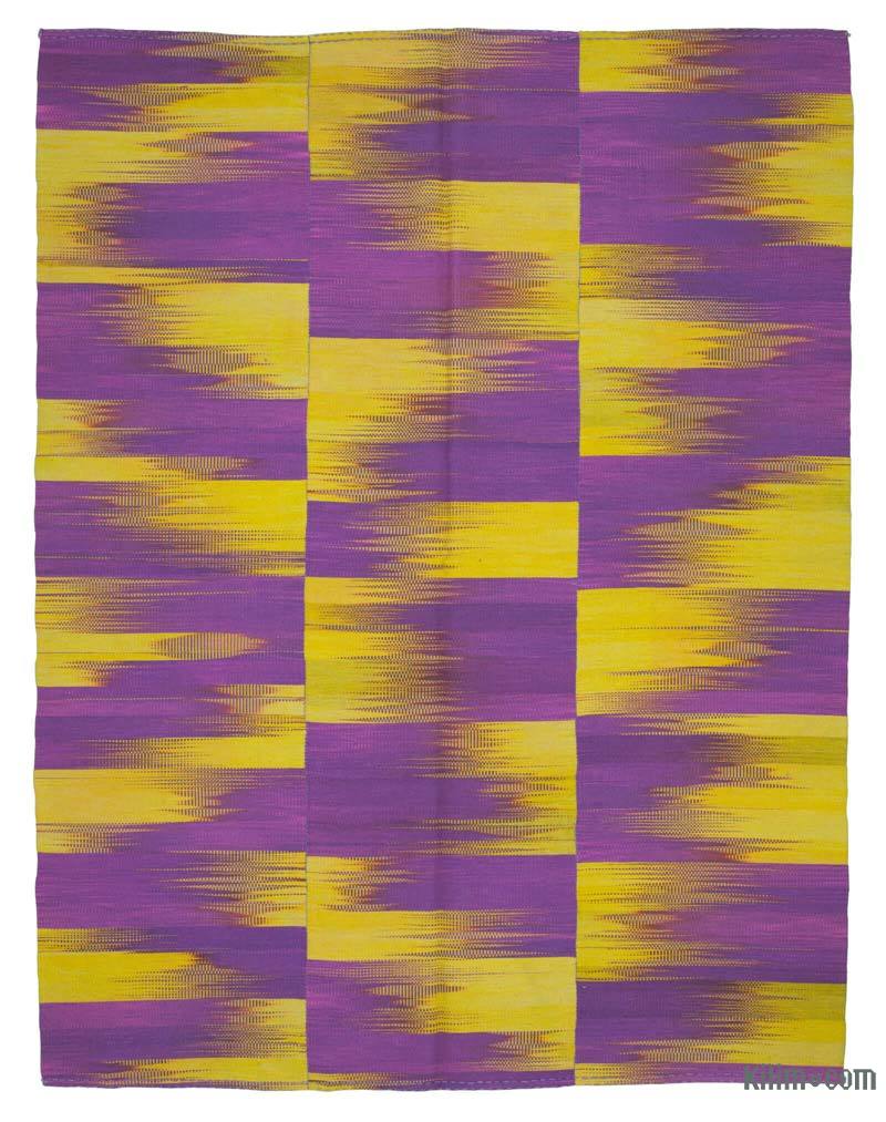Púrpura, Amarillo Alfombra Neo Caspian Kilim - 212 cm x 278 cm - K0037010