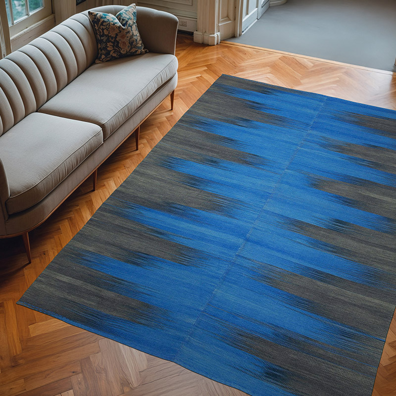 Blue Neo Caspian Kilim Rug - 6' 8" x 9' 3" (80" x 111") - K0037037