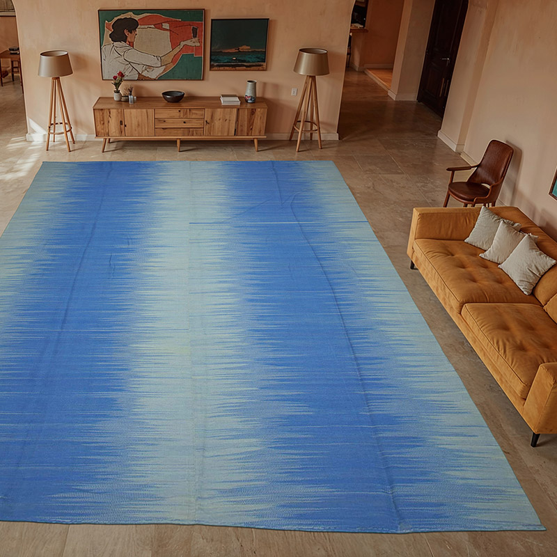 Azul Oscuro Alfombra Neo Caspian Kilim - 365 cm x 483 cm - K0037055