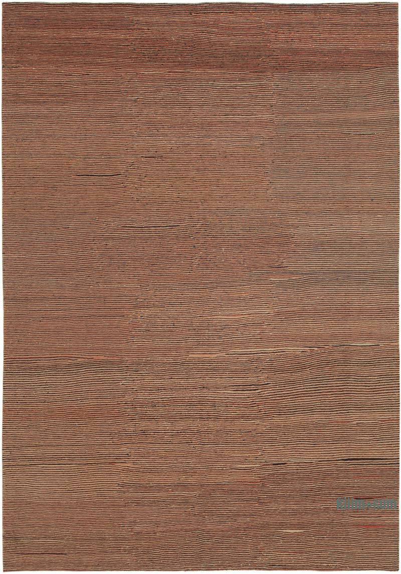 Brown New Contemporary Kilim Rug - Z Collection - 7' 2" x 10' 3" (86" x 123") - K0037707