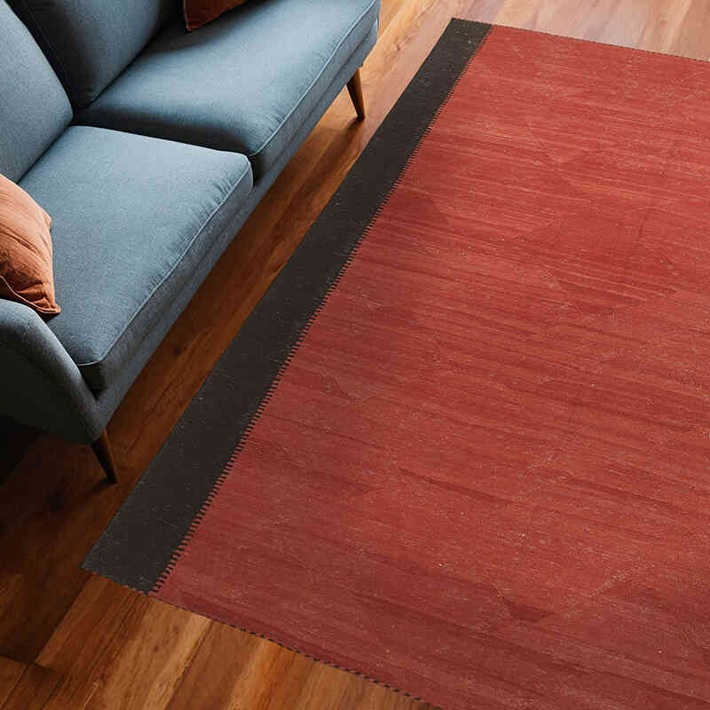 Red New Contemporary Kilim Rug - Z Collection - 6' 2" x 8'  (74" x 96") - K0037713