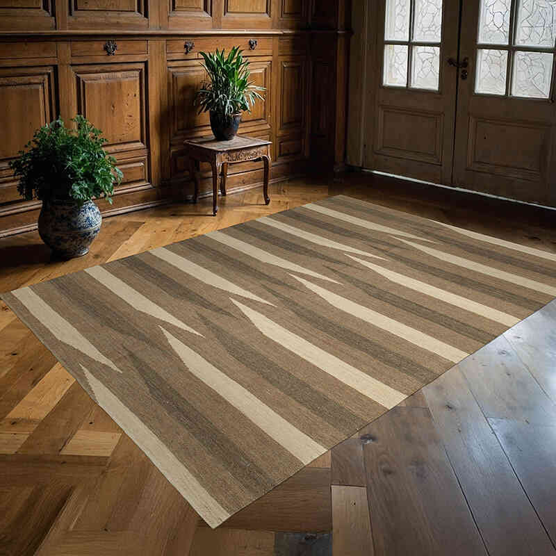 New Contemporary Kilim Rug - Z Collection - 5' 9" x 7' 9" (69" x 93") - K0037714