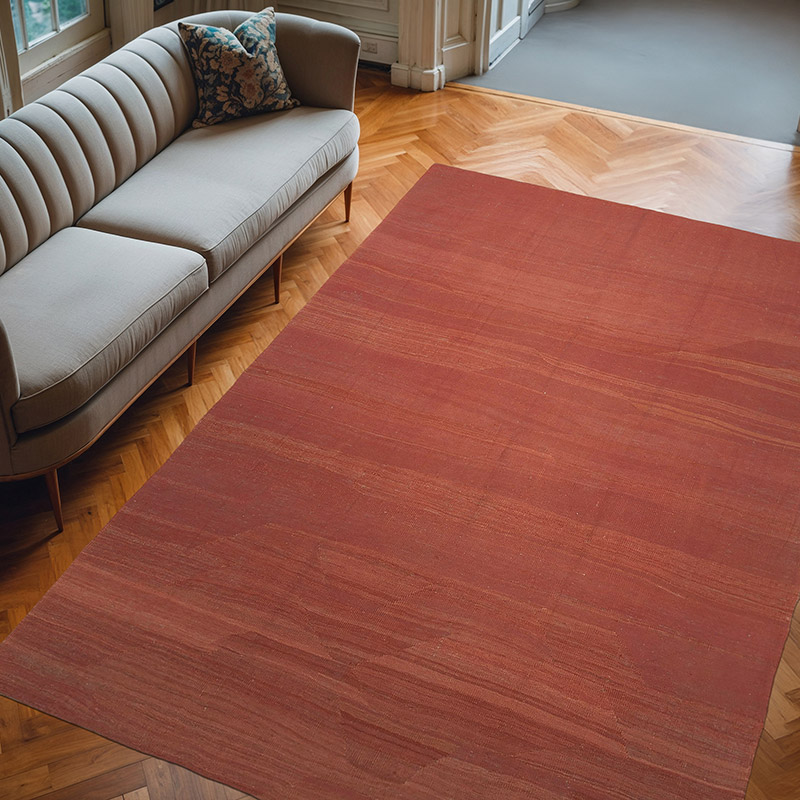 Red New Contemporary Kilim Rug - Z Collection - 6' 8" x 9' 4" (80" x 112") - K0037734