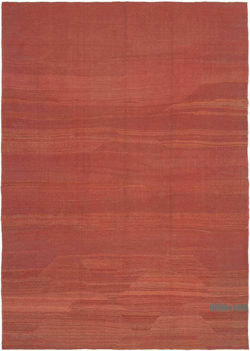 Red New Contemporary Kilim Rug - Z Collection - 6' 8" x 9' 4" (80" x 112") - K0037734