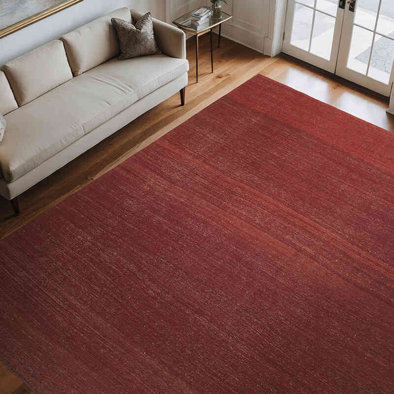 Red New Contemporary Kilim Rug - Z Collection - 9' 3" x 10' 8" (111" x 128") - K0037739