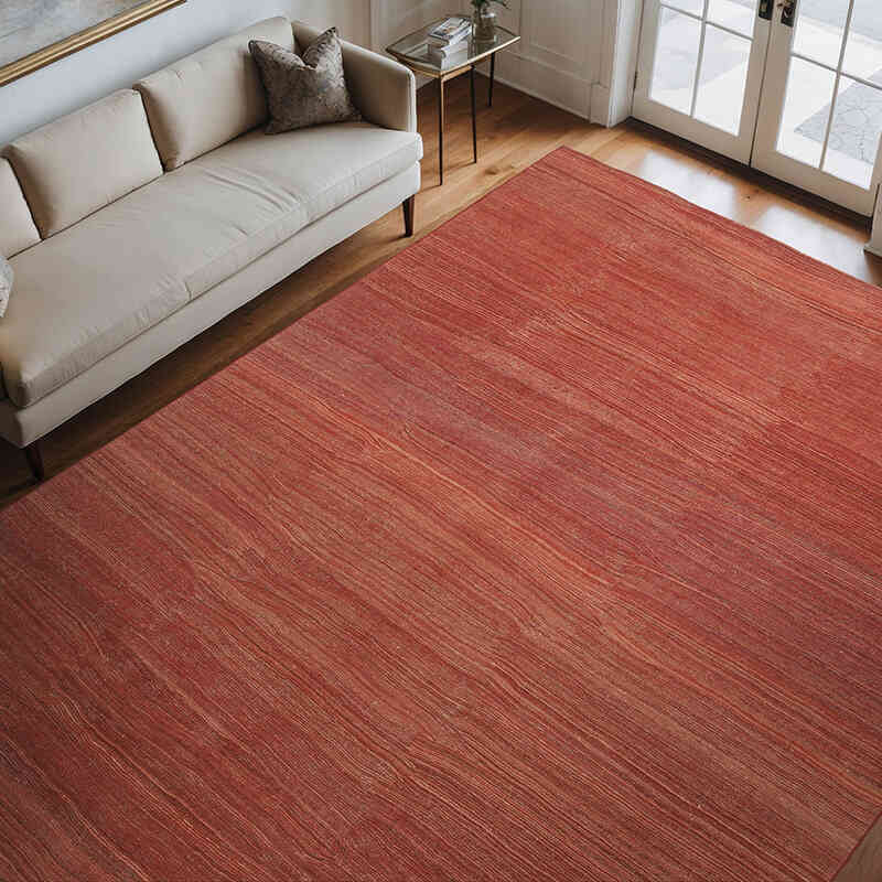 Red New Contemporary Kilim Rug - Z Collection - 9' 1" x 11' 10" (109" x 142") - K0037793