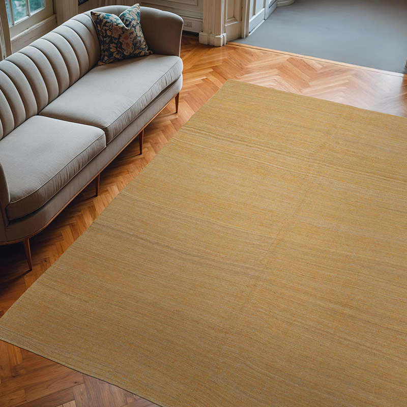 Yellow New Contemporary Kilim Rug - Z Collection - 8' 3" x 9' 11" (99" x 119") - K0037803