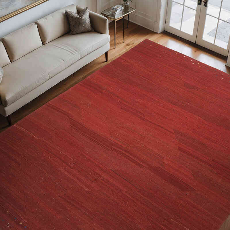 Rojo Nueva Alfombra Contemporánea Kilim - 266 cm x 345 cm - K0037811