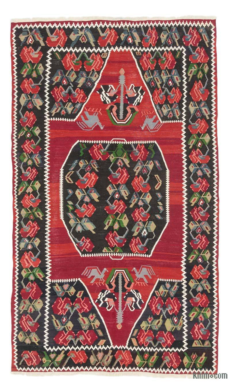 Rojo, Negro Alfombra Vintage Karabaj Kilim - 131 cm x 226 cm - K0037880