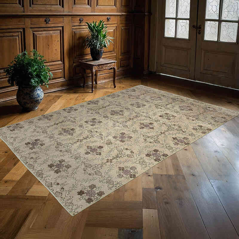 Retro Vintage Turkish Hand-Knotted Rug - 5' 9" x 8' 6" (69" x 102") - K0038008