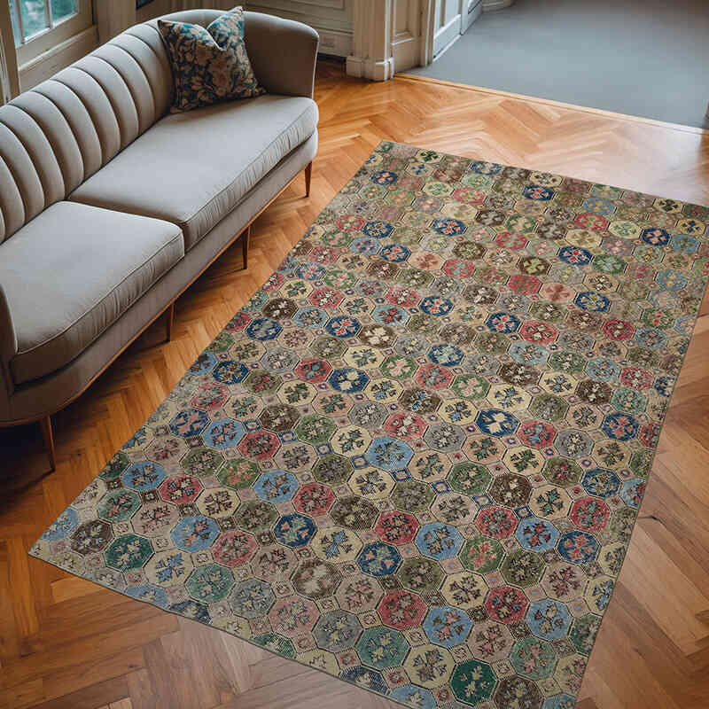 Retro Vintage Turkish Hand-Knotted Rug - 5' 11" x 9' 5" (71" x 113") - K0038120