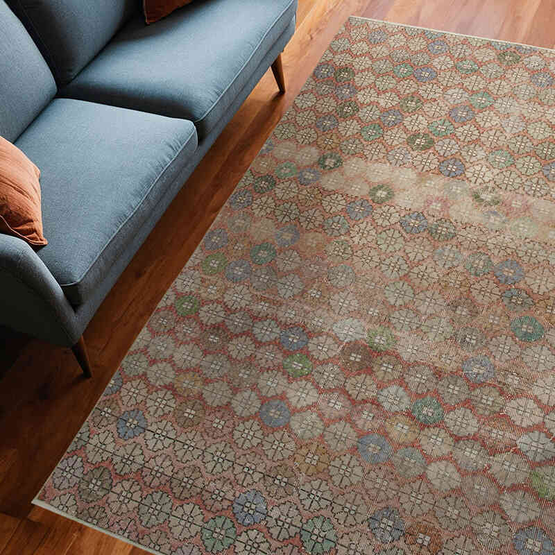 Retro Vintage Turkish Hand-Knotted Rug - 6' 2" x 8' 7" (74" x 103") - K0038123