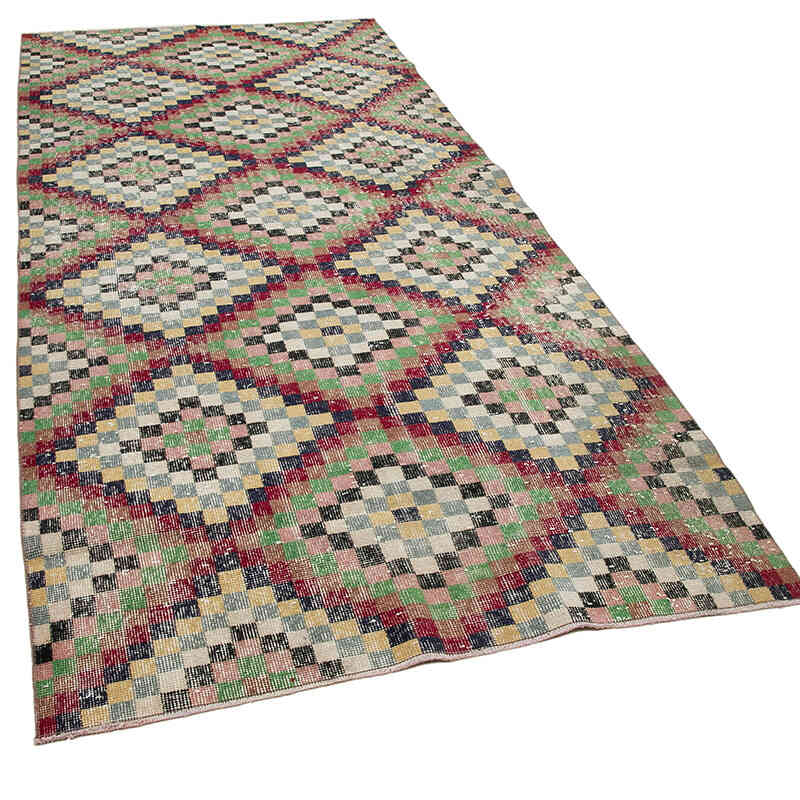 Retro Hand-Knotted Vintage Runner - 4' 6" x 10'  (54" x 120") - K0038147