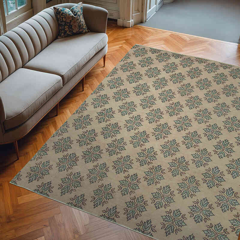 Retro Vintage Turkish Hand-Knotted Rug - 7'  x 9' 4" (84" x 112") - K0038154