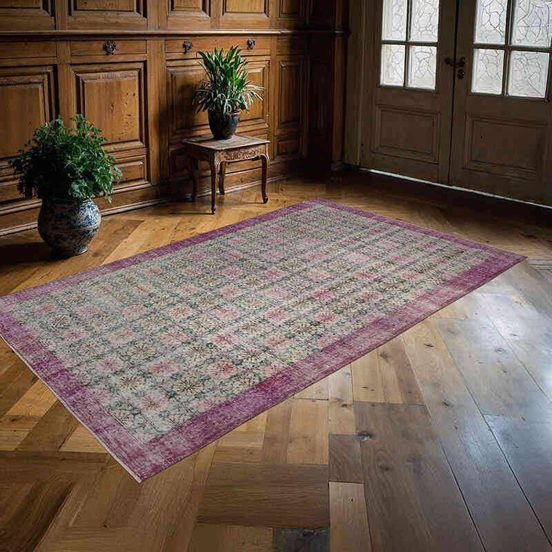 Retro Vintage Turkish Hand-Knotted Rug - 4' 10" x 8'  (58" x 96") - K0038178