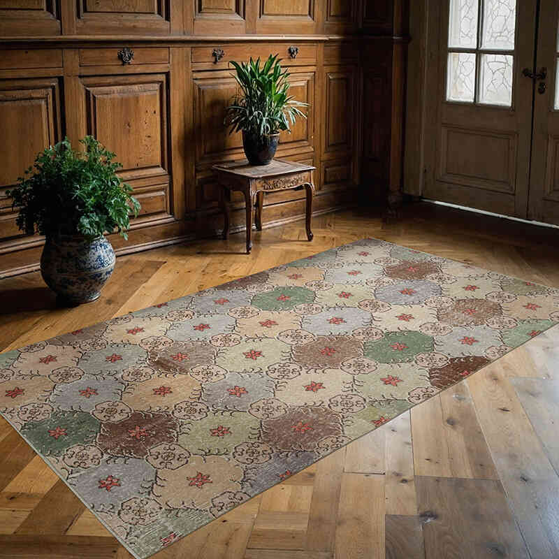Retro Vintage Turkish Hand-Knotted Rug - 4' 3" x 7' 10" (51" x 94") - K0038203