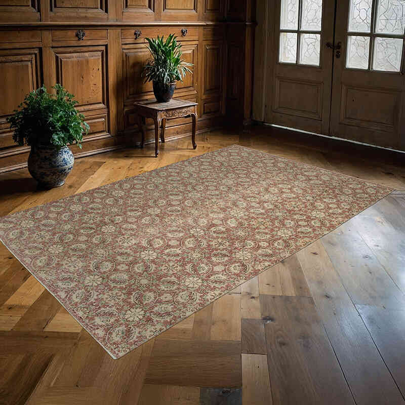 Retro Vintage Turkish Hand-Knotted Rug - 5' 5" x 8' 8" (65" x 104") - K0038340