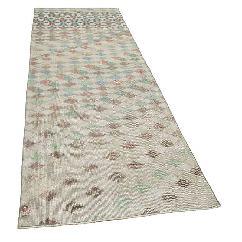 Retro Hand-Knotted Vintage Runner - 3' 4" x 9' 1" (40" x 109") - K0038384