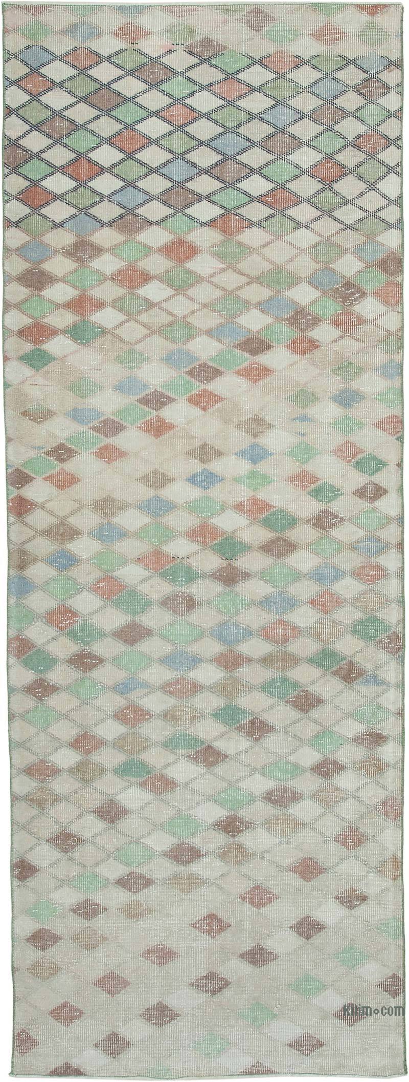 Retro Hand-Knotted Vintage Runner - 3' 4" x 9' 1" (40" x 109") - K0038384