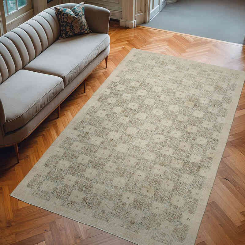Retro Vintage Turkish Hand-Knotted Rug - 6' 2" x 10' 2" (74" x 122") - K0038386