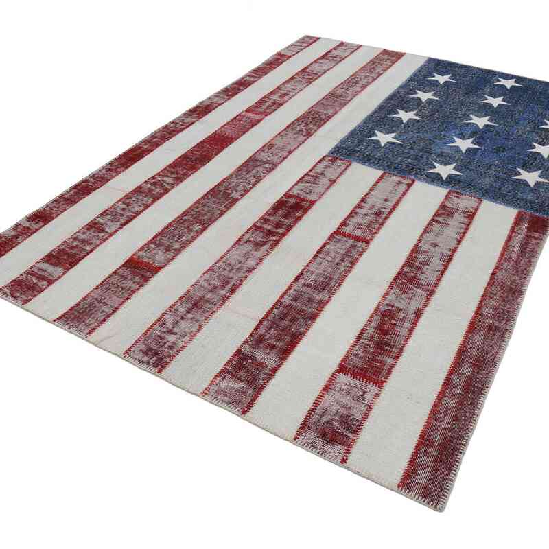Multicolor Patchwork Estados unidos Flag Rug - 203 cm x 301 cm - K0038429