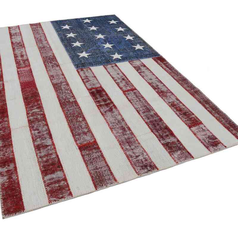 Multicolor Patchwork Estados unidos Flag Rug - 203 cm x 301 cm - K0038429