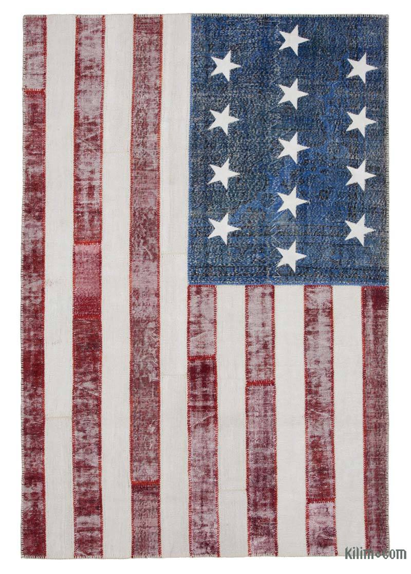 Multicolor Patchwork Estados unidos Flag Rug - 203 cm x 301 cm - K0038429