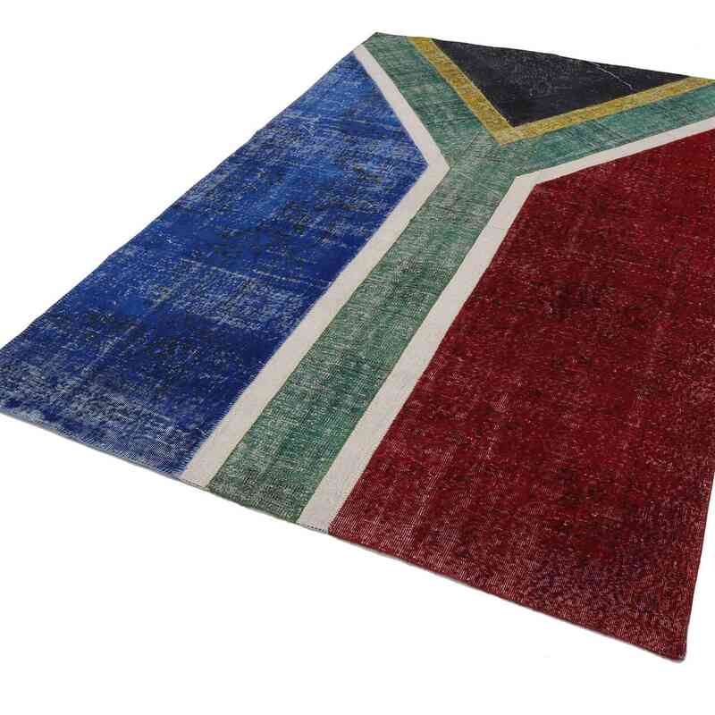 Multicolor Patchwork Hand-Knotted Turkish Rug - 6' 6" x 9' 9" (78" x 117") - K0038433