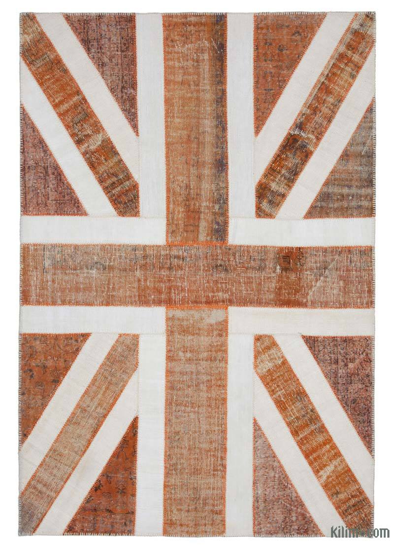 Naranja Patchwork Británica Flag Rug - 204 cm x 302 cm - K0038446