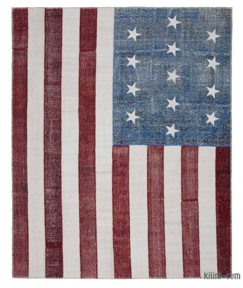 Amerikan Bayraklı Patchwork Halı - 243 cm x 300 cm - K0038470