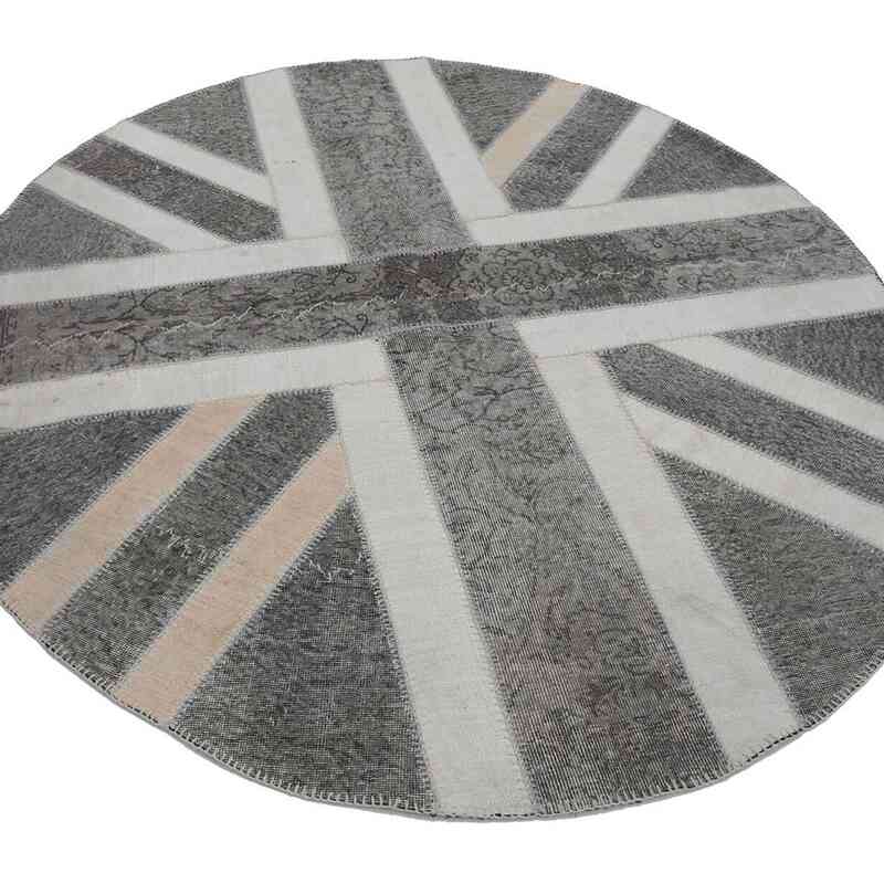 Gris Patchwork Británica Flag Rug - 214 cm x 255 cm - K0038474