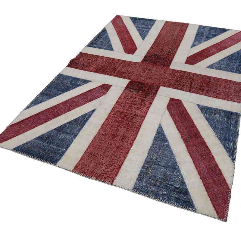 İngiltere Bayraklı Patchwork Halı - 172 cm x 242 cm - K0038489
