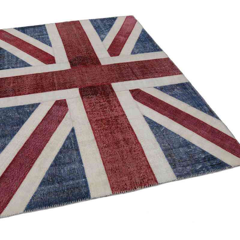 İngiltere Bayraklı Patchwork Halı - 172 cm x 242 cm - K0038489