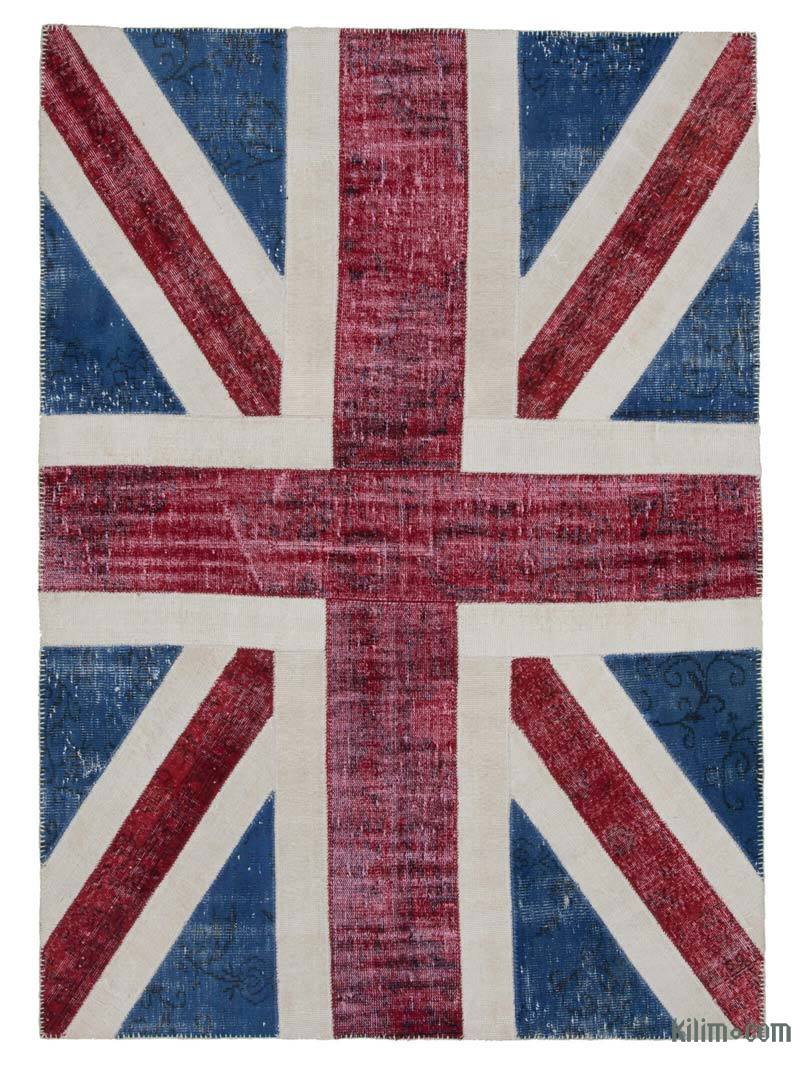 İngiltere Bayraklı Patchwork Halı - 173 cm x 244 cm - K0038499