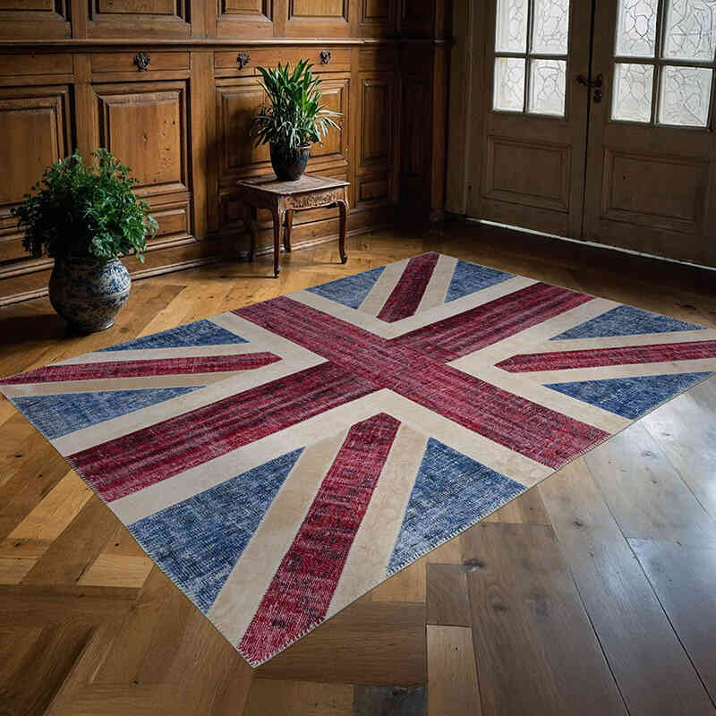 Patchwork Hand-Knotted Turkish Rug - 5' 8" x 8'  (68" x 96") - K0038500