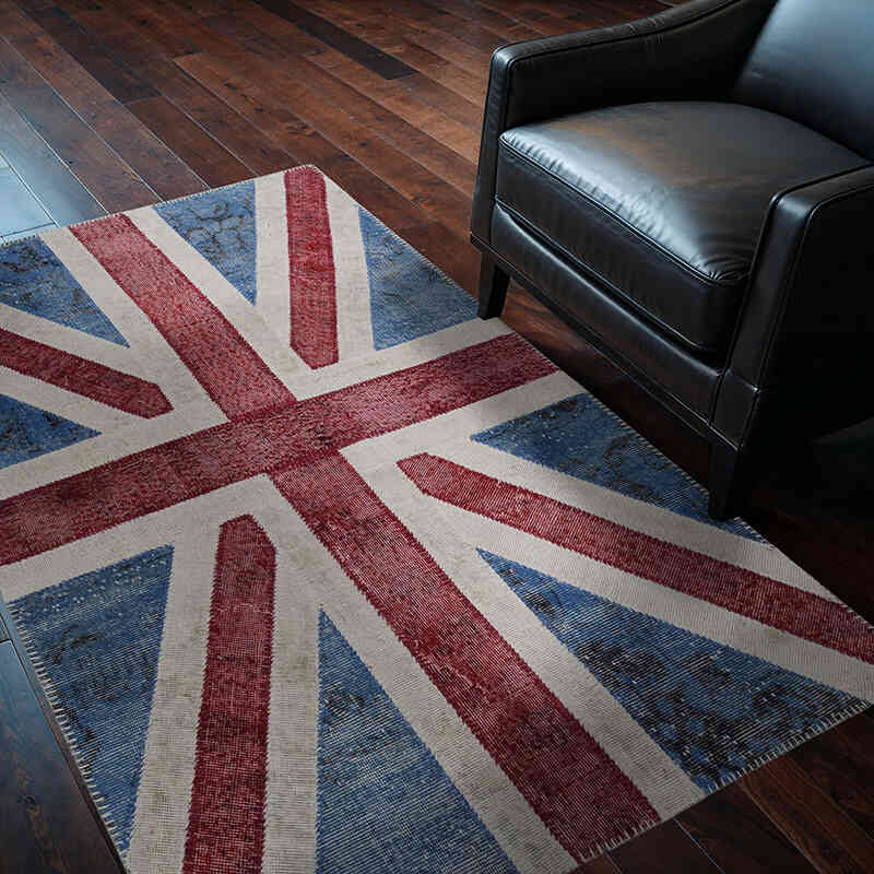 Patchwork Hand-Knotted Turkish Rug - 4'  x 6'  (48" x 72") - K0038506