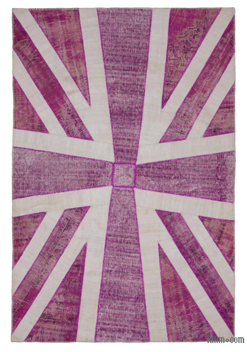 Pembe İngiltere Bayraklı Patchwork Halı - 204 cm x 306 cm - K0038512